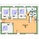 Plan Maison bioclimatique de plain-pied 95 m² - 4 chambres - Optima 95 - Maisons BEBIUM