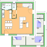 Plan Maison bioclimatique à étage 90 m² - 3 chambres - Optima 90-R+1 - Clé en mains Maisons BEBIUM