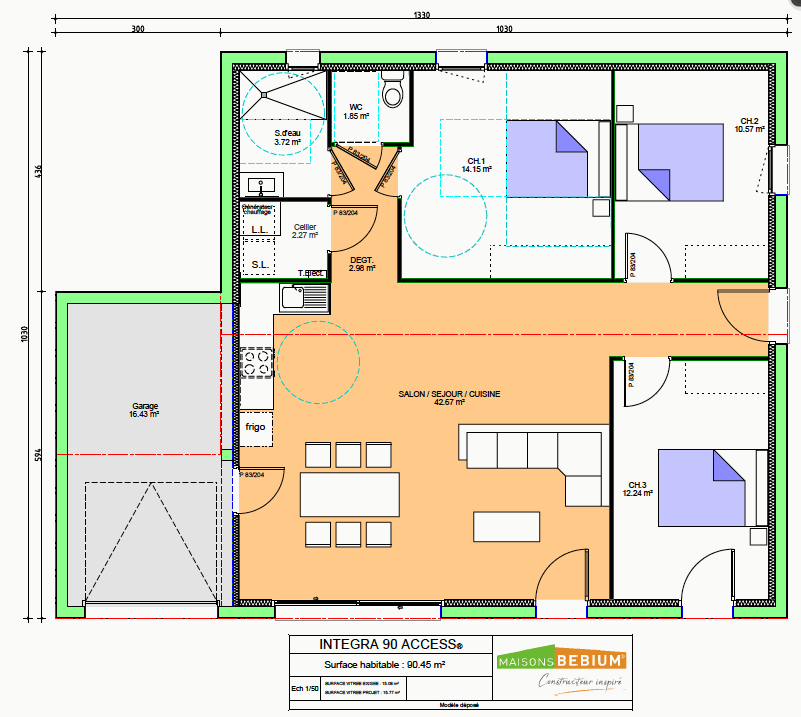 Plan Maison 90m2 Plain Pied 3 Chambres