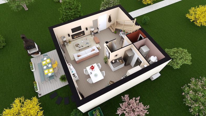 Plan-maison-a-etage-90-m2-3-chambres-prix-cle-en-main-Optima-90-R1-Bioclimatique-Maisons-Bebium