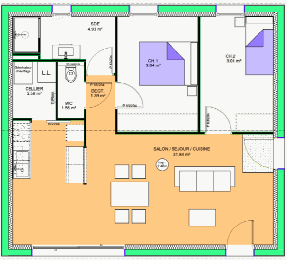 Plan De Pee Maison 60 M2 Plain Pied