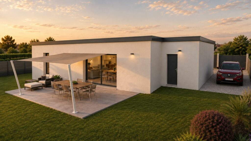arrière maison 90m2 à toit plat