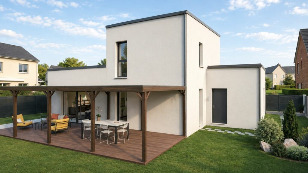 arrière maison de 110m2 à toit plat