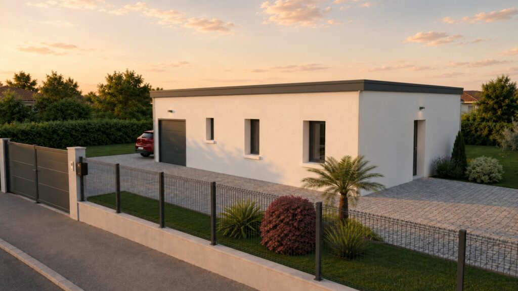 façade maison 90m2 à toit plat