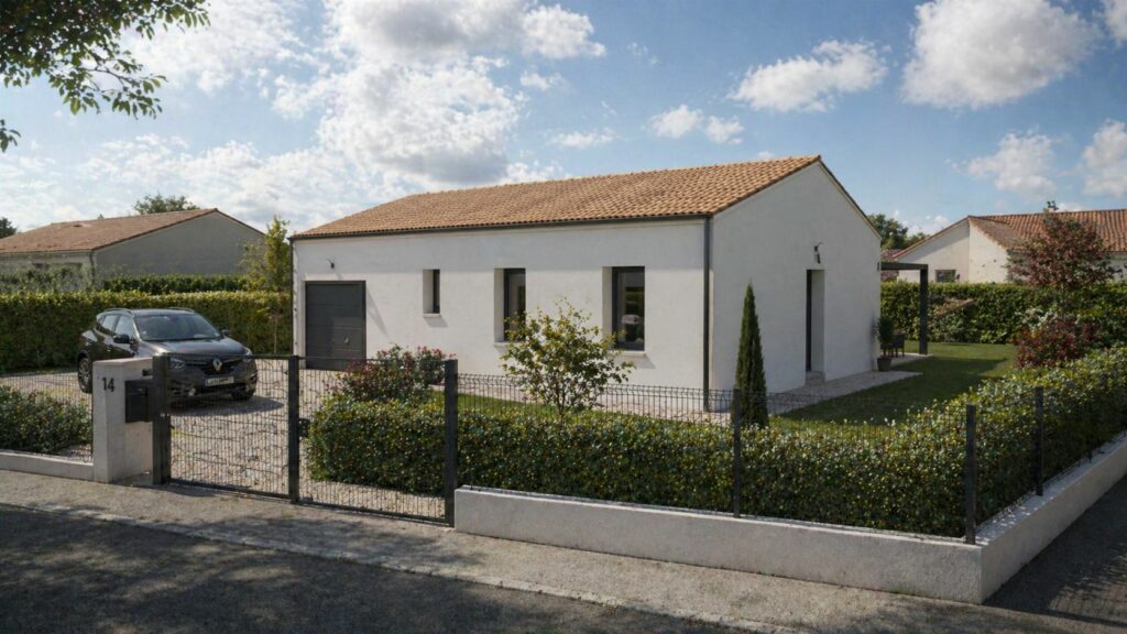 façade maison de 60m2 pente de toit 17
