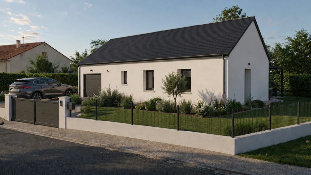 façade maison de 60m2 pente de toit 40