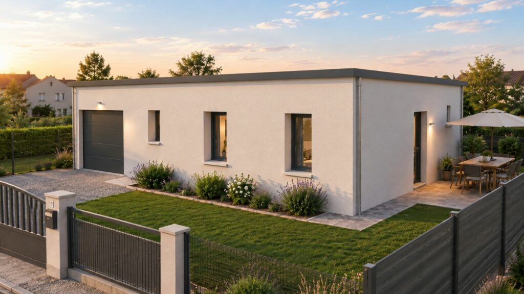 maison 80m2 3 chambres à toit plat