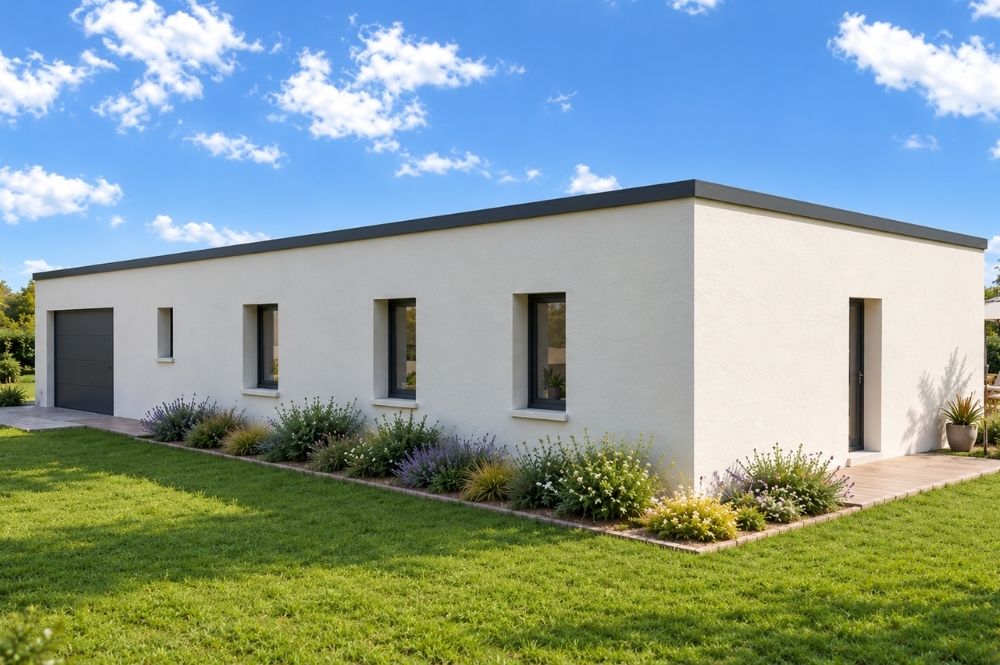 maison 95m2 avec suite parentale et toit plat.