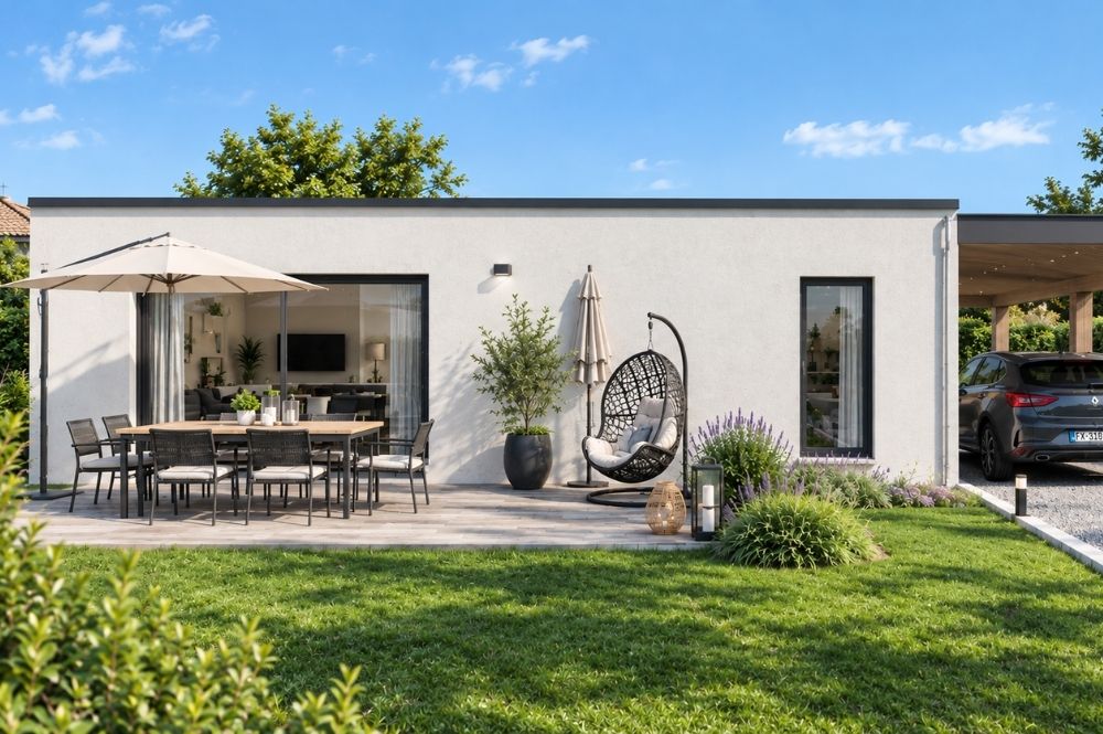 maison de 80m2 2 chambres à toit plat