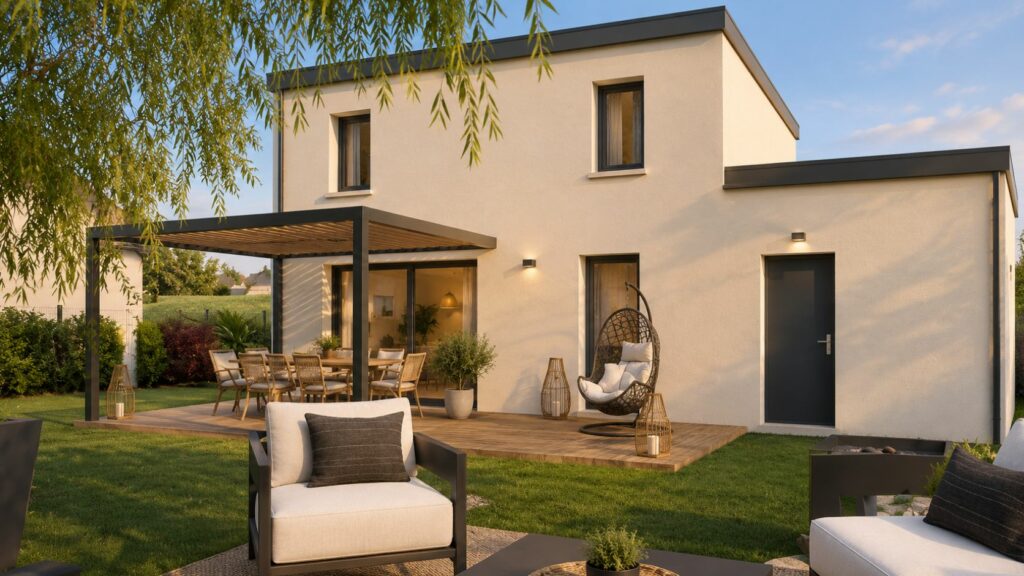 maison de 90m2 à étage à toit plat terrasse