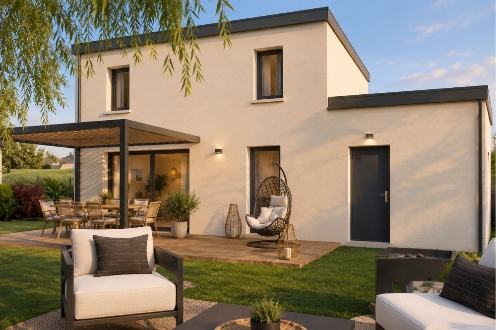 maison de 90m2 à étage à toit plat.