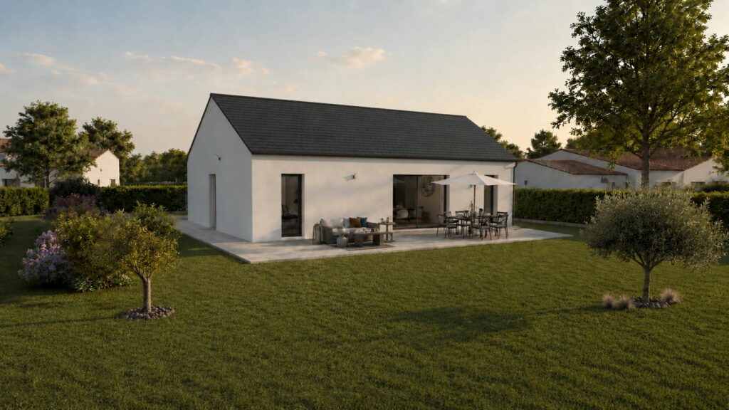 maison optima 95 côté terrasse pente de toit 30