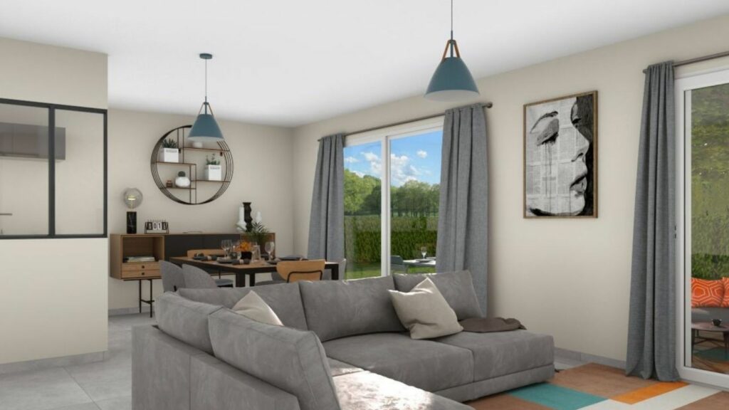 pièce de vie dans maison de 80m2
