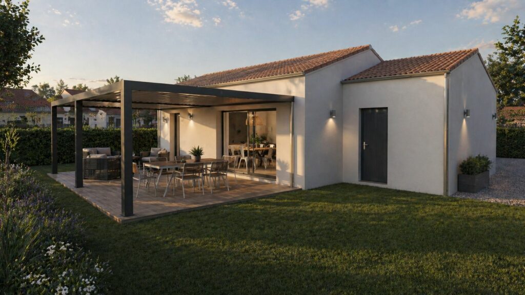 terrasse maison de 60m2 pente de toit 17